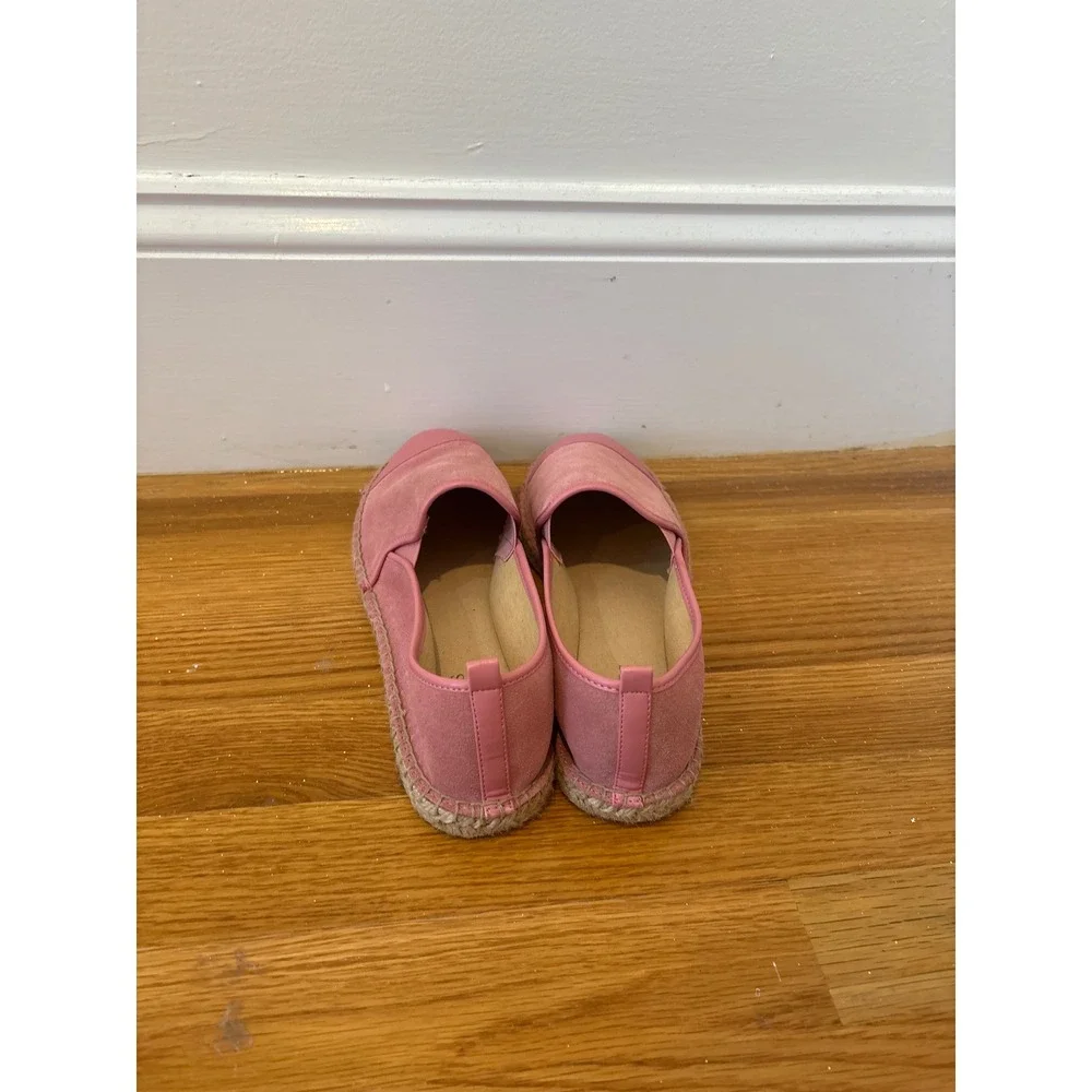 Talbots Pink Suede Leather‎ Cap Toe Espadrille Flats Slip On Shoes Women's 0.5
